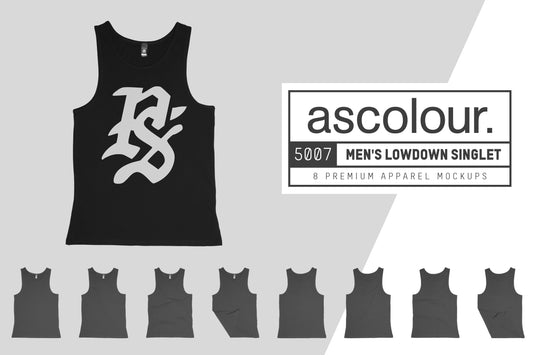 AS Colour 5007 Men's Lowdown Singlet Mockups