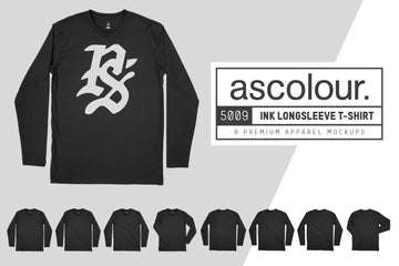 AS Colour 5009 Men's Ink Longsleeve T-Shirt Mockups