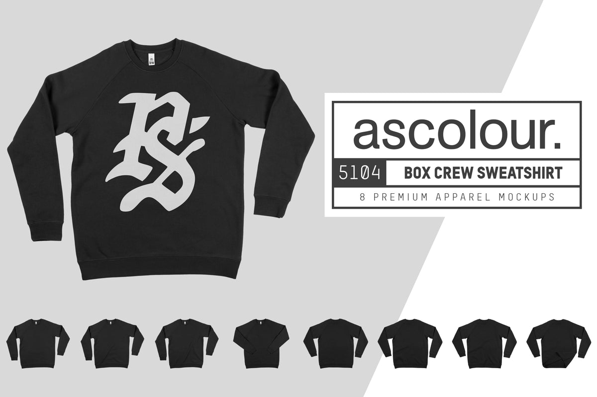 AS Colour 5104 Box Crew Sweatshirt Mockups