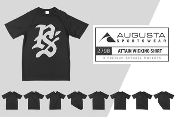 Augusta Sportwear 2790 Attain Raglan Sleeve Wicking T-Shirt Mockups