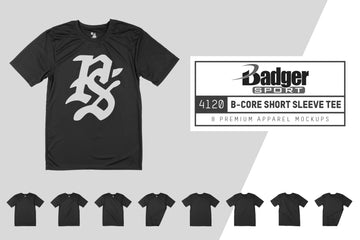 Badger 4120 B-Core T-Shirt with Sport Shoulders Mockups
