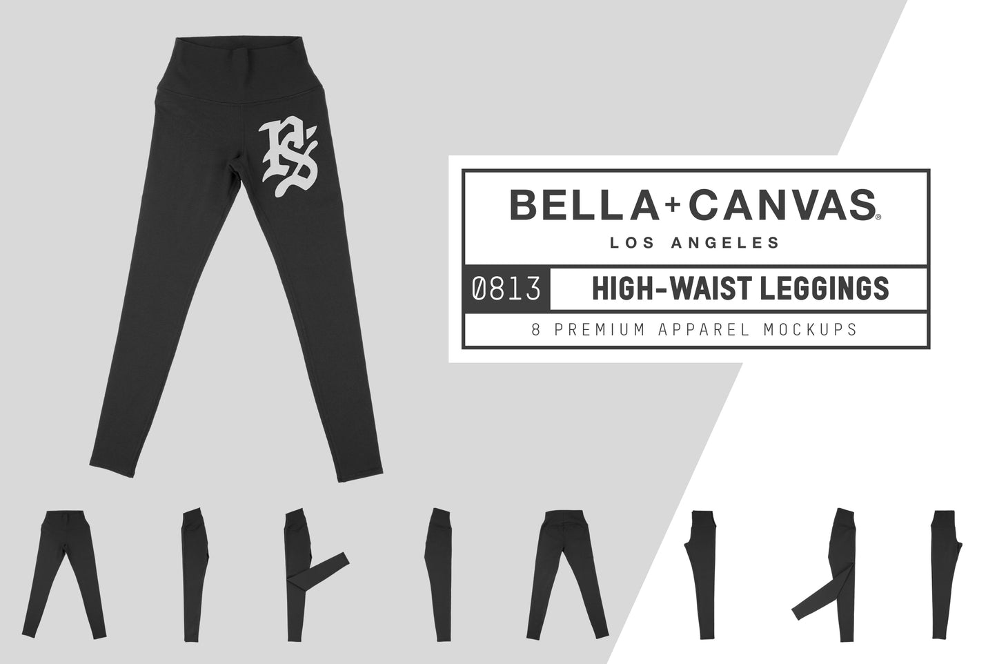 Bella + Canvas 0813 Women's High-Waist Fitness Legging Mockups