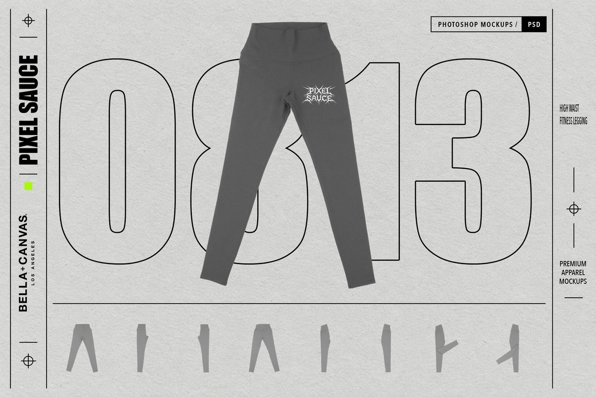 Bella + Canvas 0813 Women's High-Waist Fitness Legging Mockups