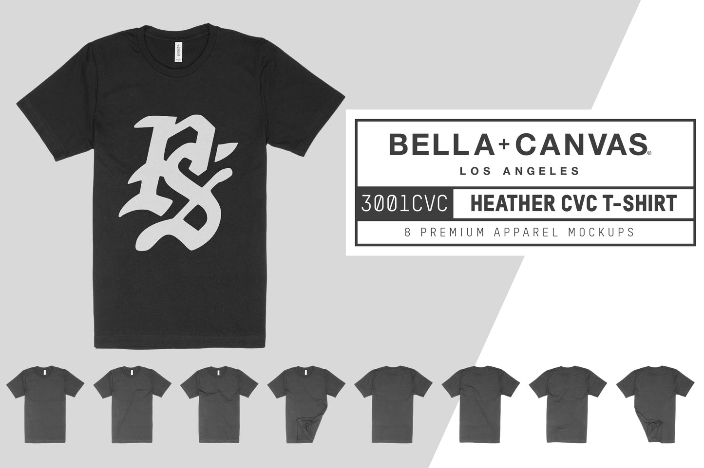 Bella + Canvas 3001CVC Heather CVC T-Shirt Mockups