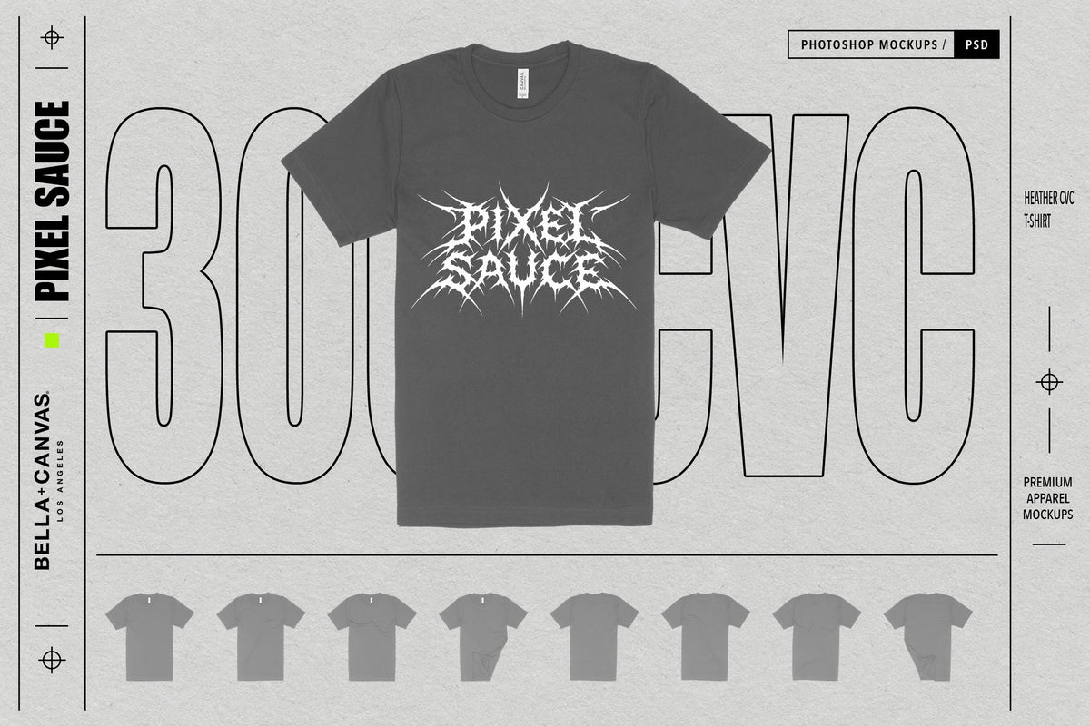 Bella + Canvas 3001CVC Heather CVC T-Shirt Mockups