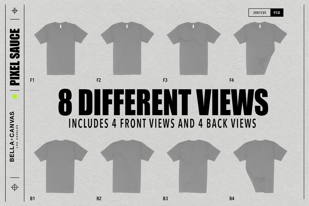 Bella + Canvas 3001CVC Heather CVC T-Shirt Mockups