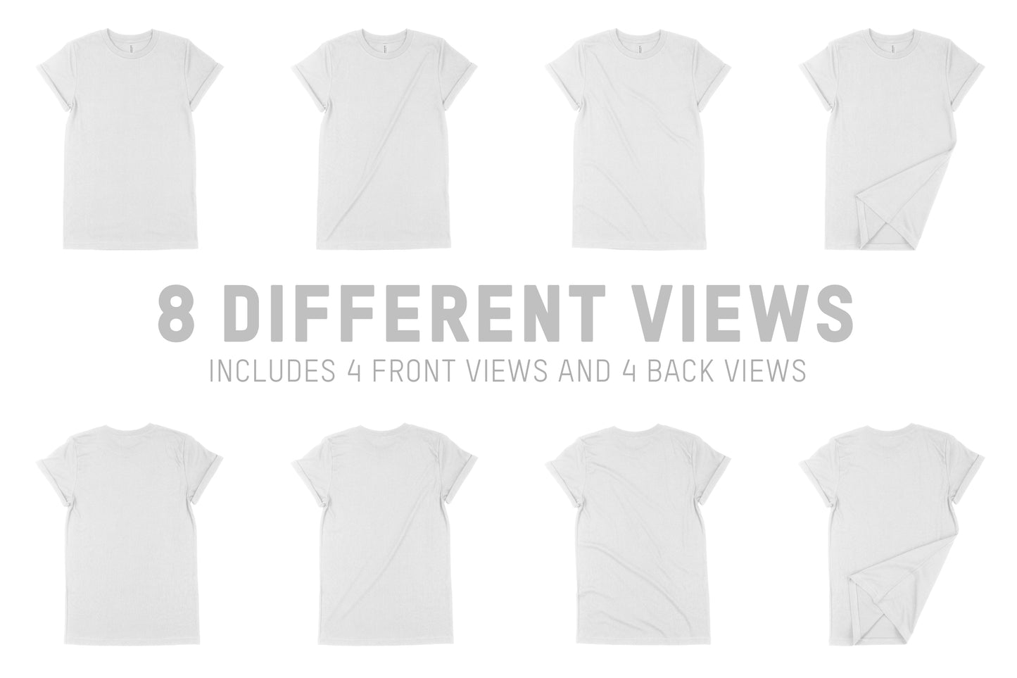 Bella + Canvas 3004 Rolled Cuff T-Shirt Mockups