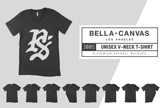 Bella + Canvas 3005 V-Neck Mockups