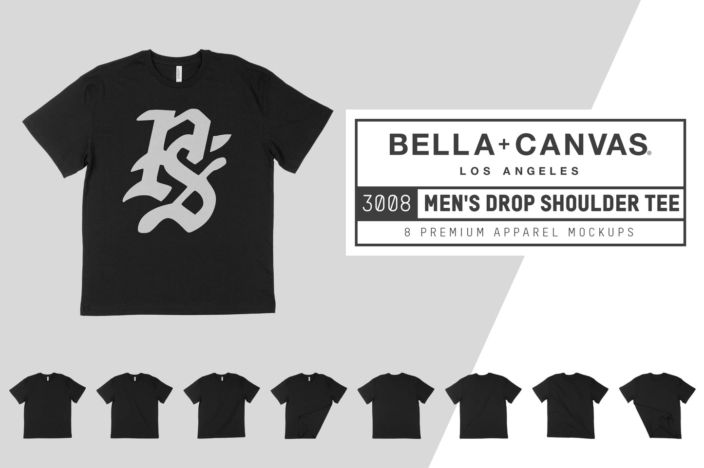 Bella + Canvas 3008 Drop Shoulder T-Shirt Mockups