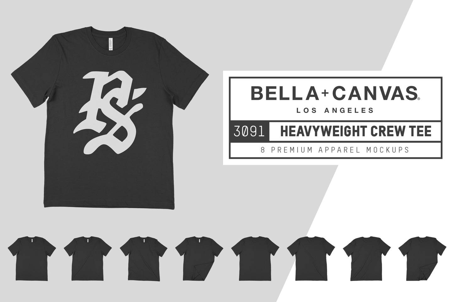 Bella + Canvas 3091 Heavyweight T-Shirt Mockups