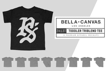 Bella + Canvas 3413T Toddler Triblend T-Shirt Mockups