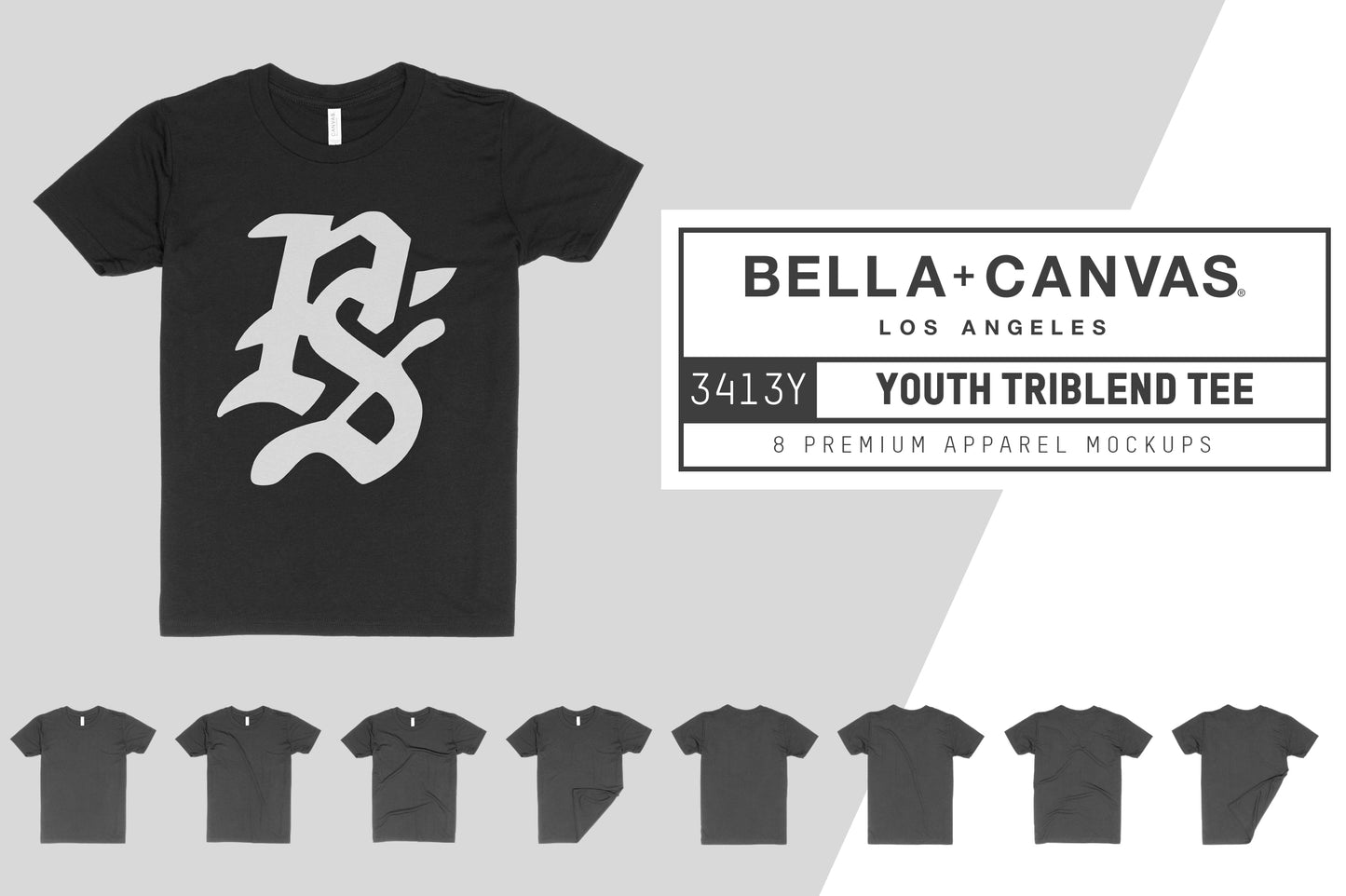 Bella + Canvas 3413Y Youth T-Shirt Mockups