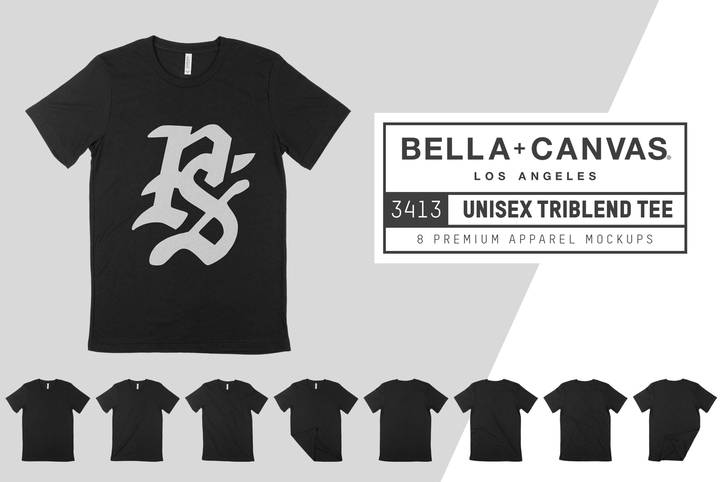 Bella + Canvas 3413 Triblend T-Shirt Mockups