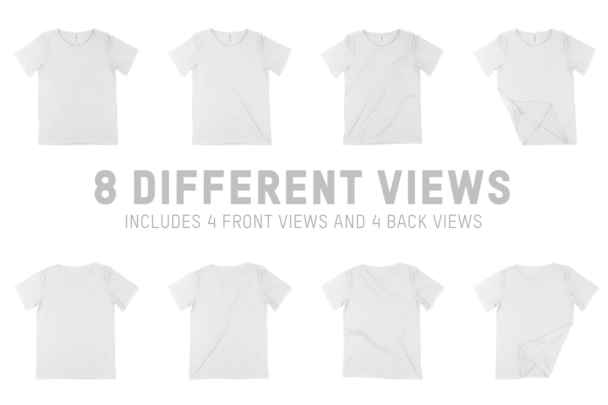 Bella + Canvas 3414 Raw Neck T-Shirt Mockups