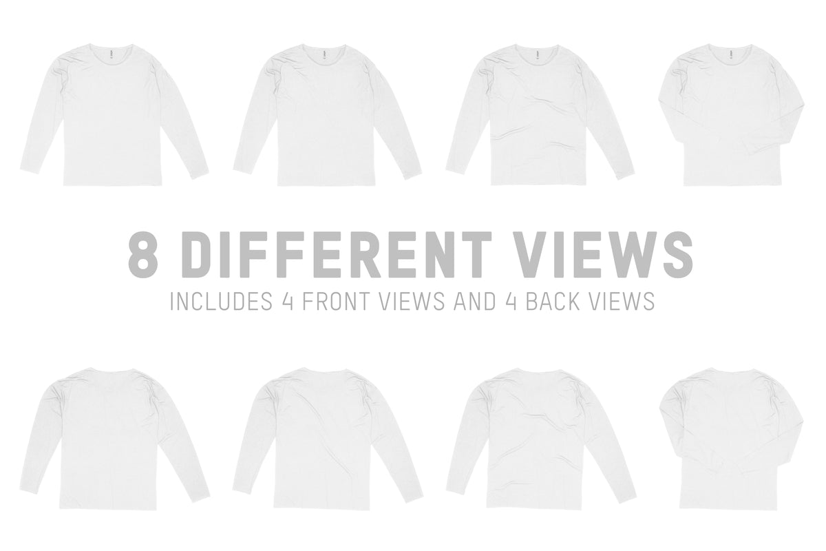 Bella + Canvas 3416 Raw Neck LS T-Shirt Mockups