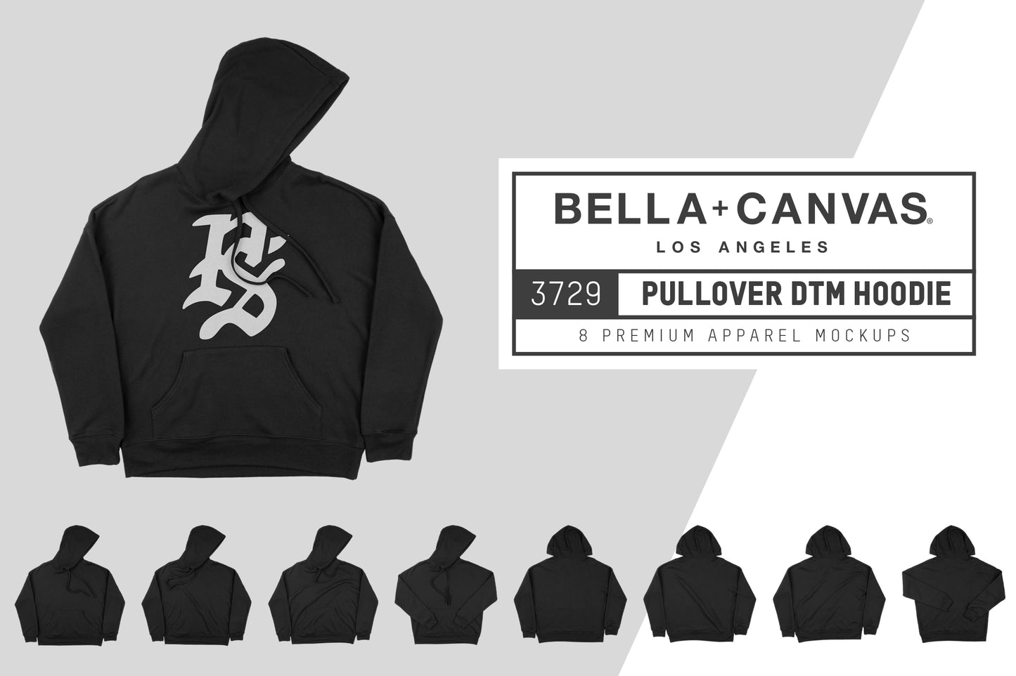 Bella + Canvas 3729 Pullover Hoodie Mockups