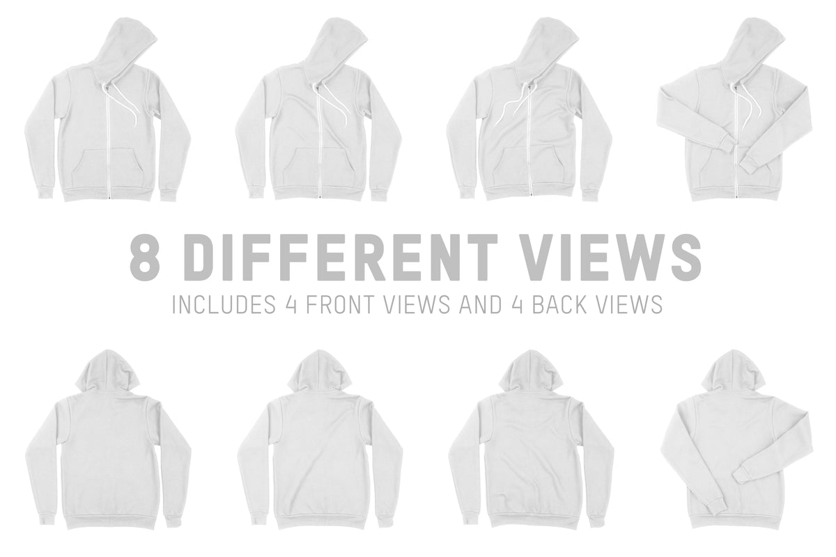 Bella + Canvas 3739 Zip-Up Hoodie Mockups