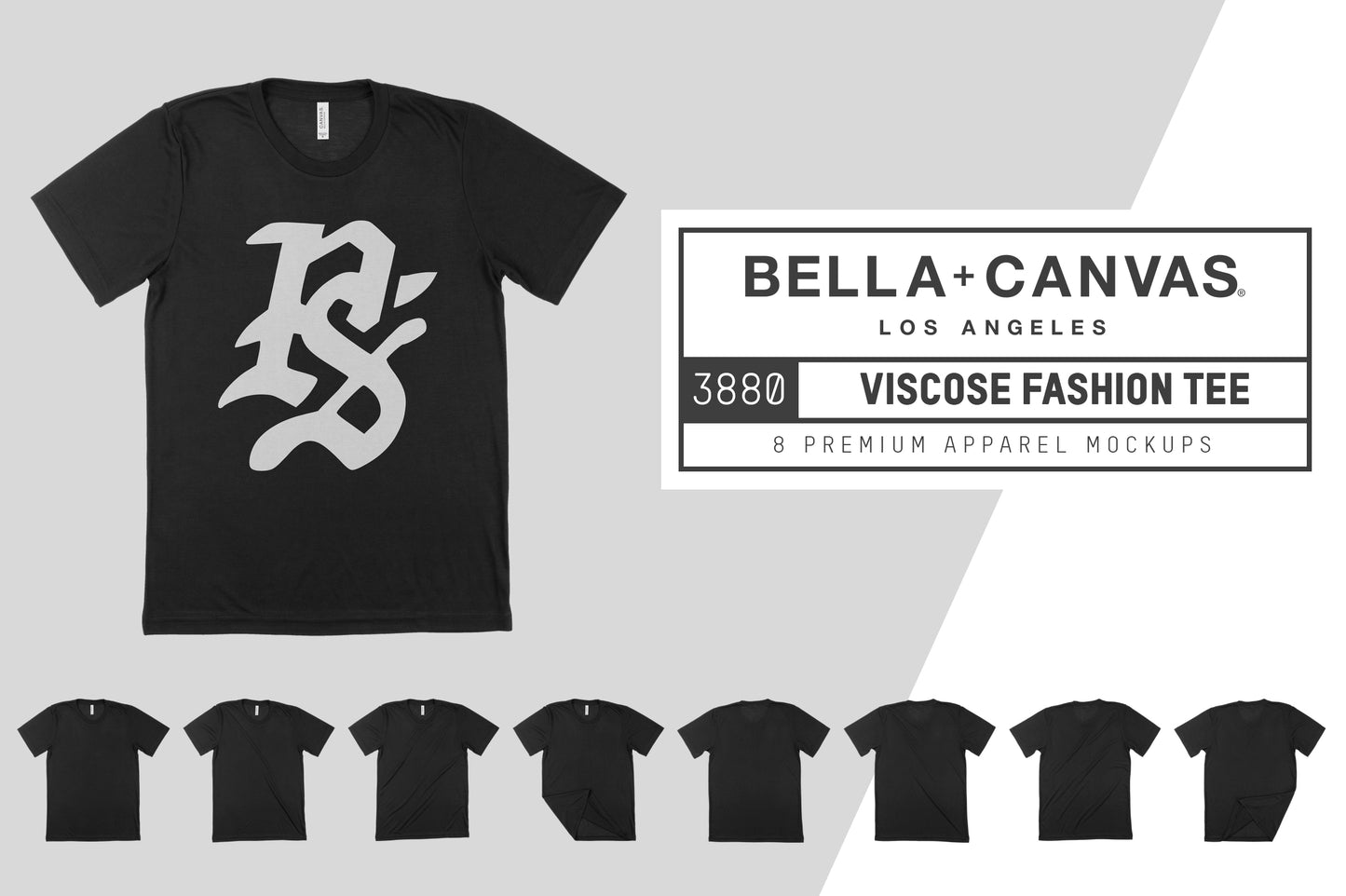 Bella + Canvas 3880 Viscose T-Shirt Mockups