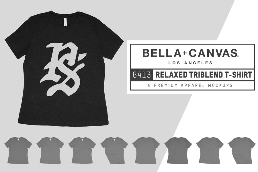 Bella + Canvas 6413 Relaxed Triblend T-Shirt Mockups