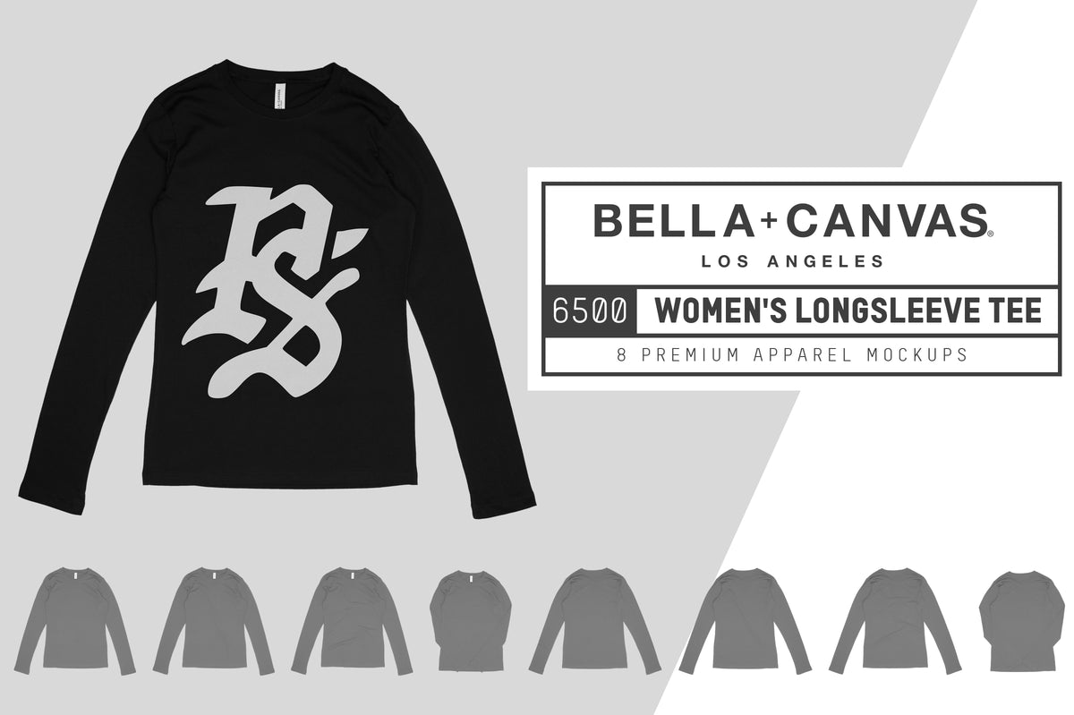Bella + Canvas 6500 Women's Long Sleeve T-Shirt Mockups