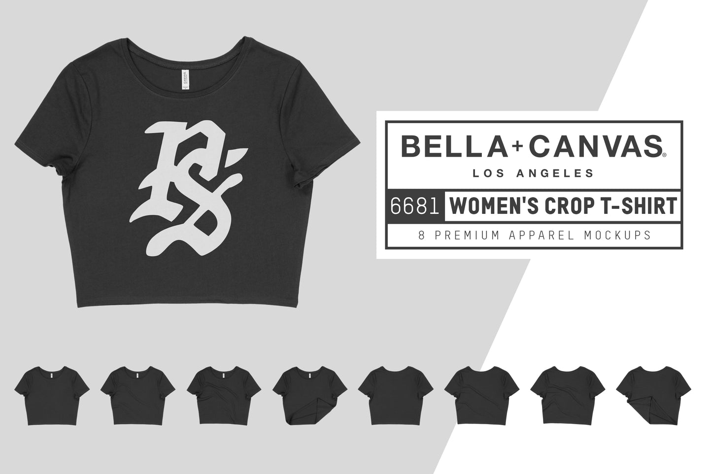 Bella + Canvas 6681 Women's Crop T-Shirt Mockups