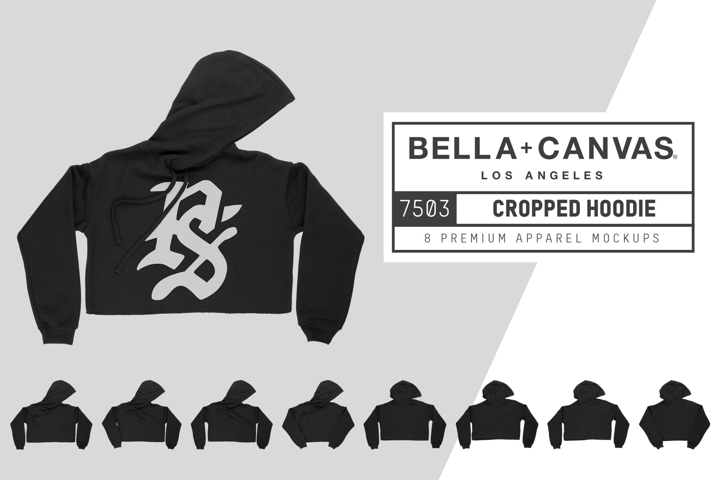 Bella + Canvas 7502 Cropped Hoodie Mockups