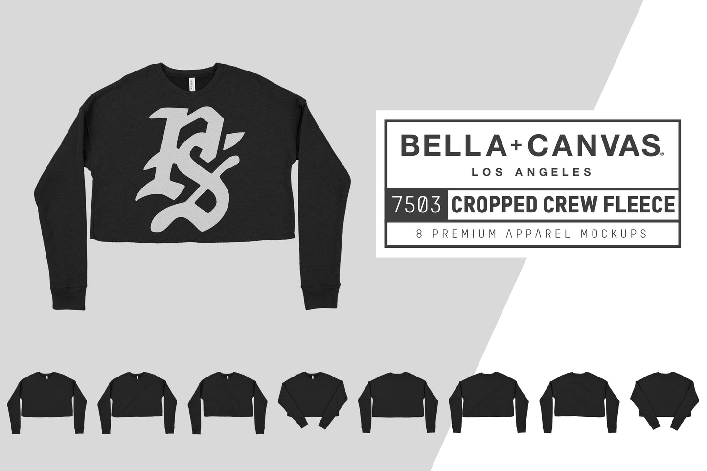 Bella + Canvas 7503 Cropped Sweatshirt Mockups