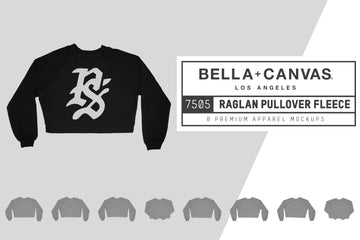 Bella Canvas 7505 Raglan Pullover Fleece Mockups