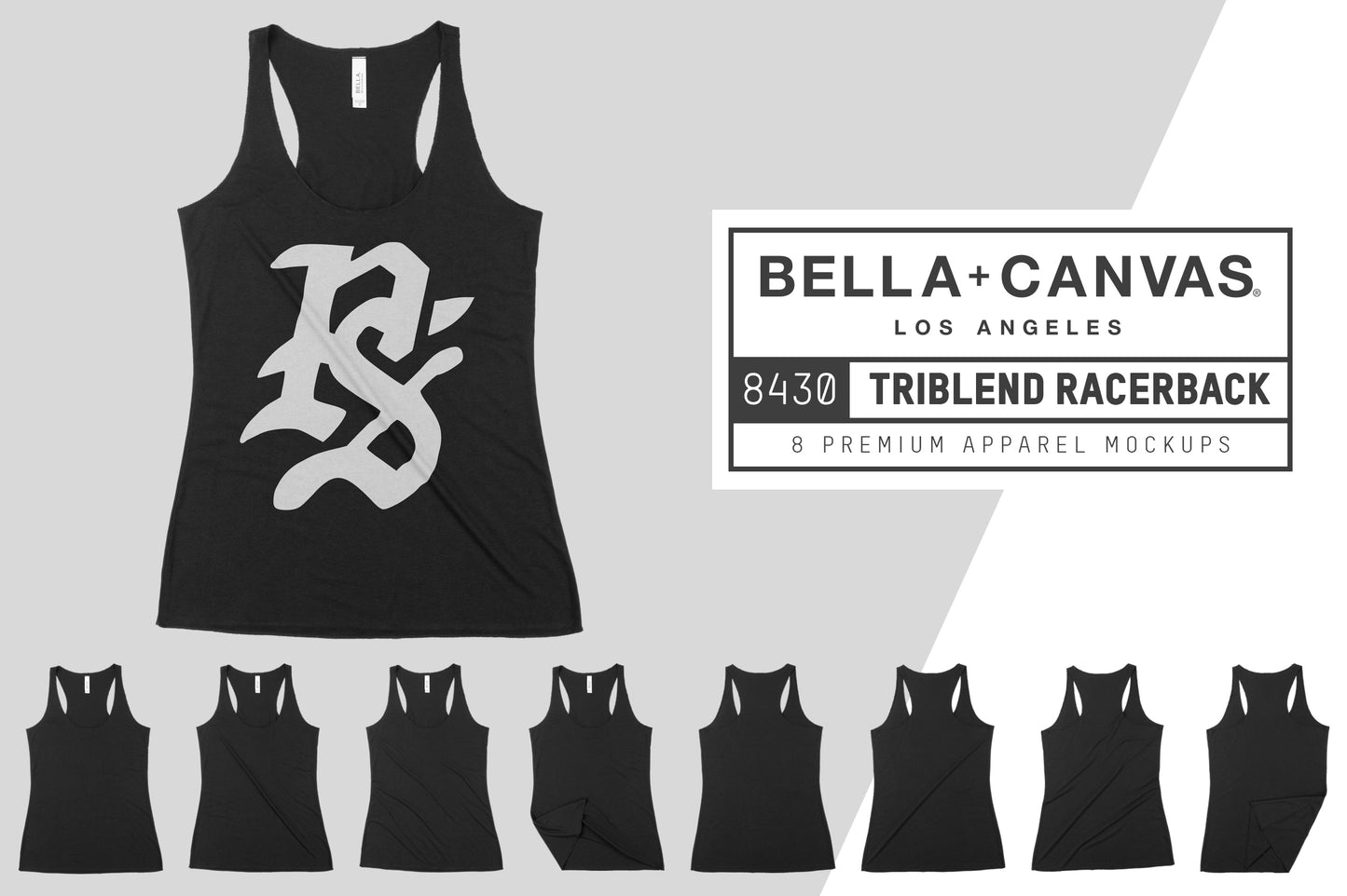 Bella + Canvas 8430 Triblend Racerback Mockups