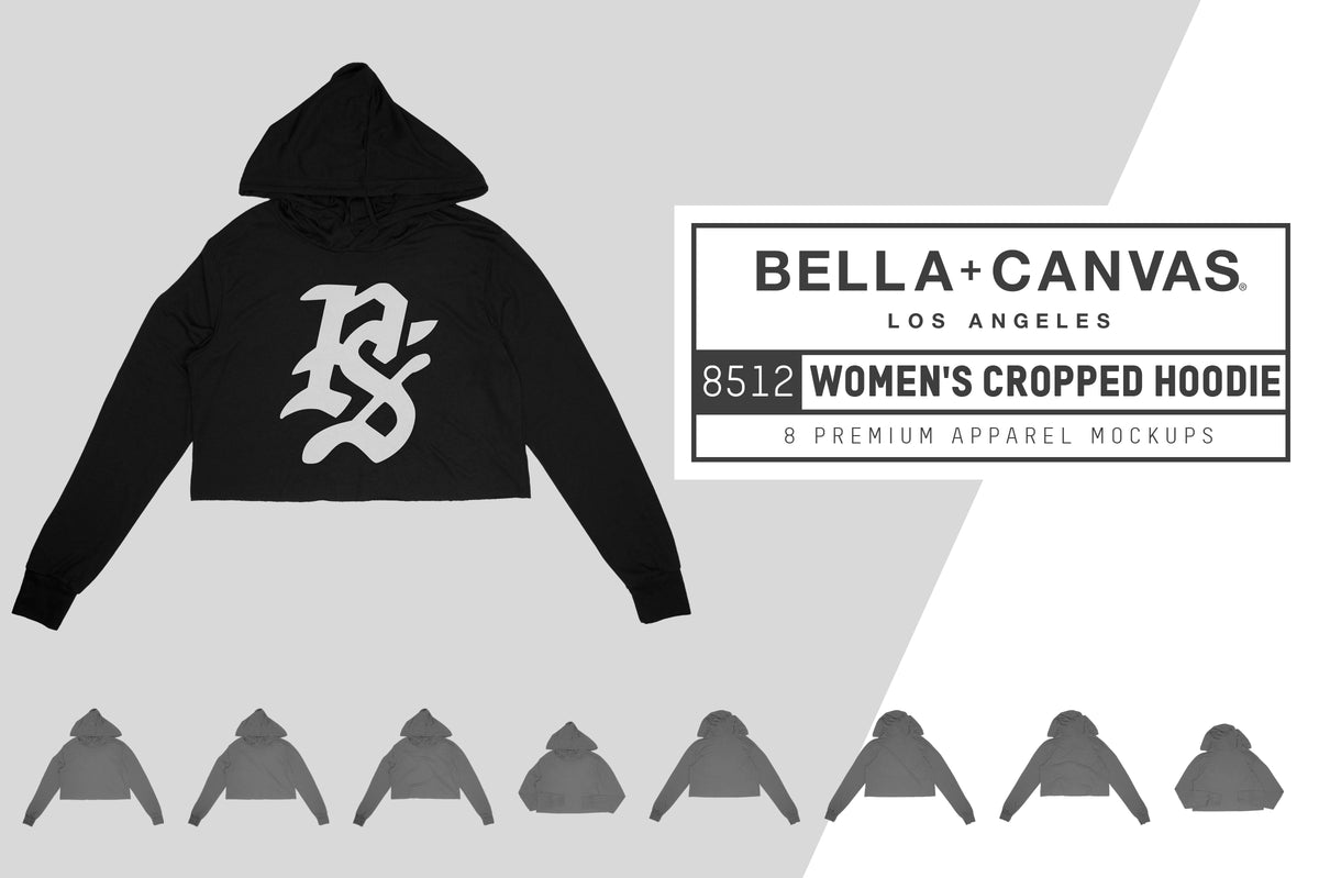 Bella + Canvas 8512 Women's Cropped Hoodie Mockups