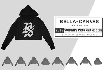 Bella Canvas 8512 Women's Cropped Hoodie Mockups