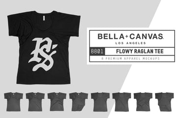 Bella Canvas 8801 Flowy Raglan T-Shirt  Mockups
