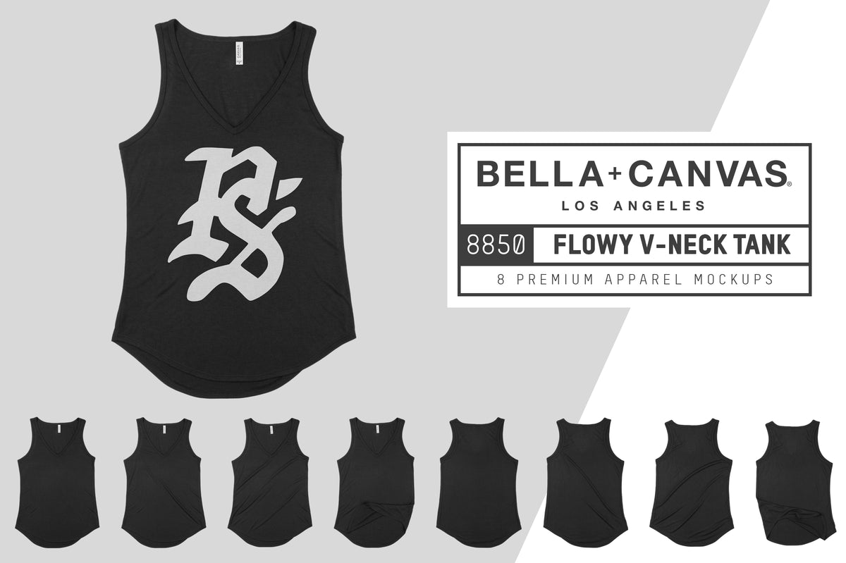 Bella + Canvas 8805 Flowy V-Neck Tank Mockups