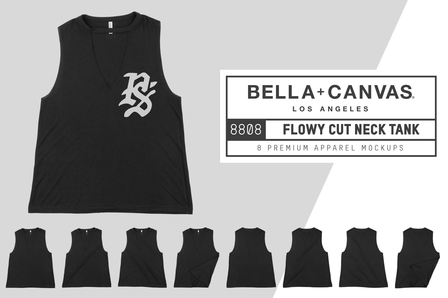 Bella + Canvas 8808 Cut Neck Tank Mockups