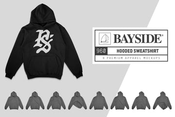 Bayside 960 Hooded Sweatshirt Mockups