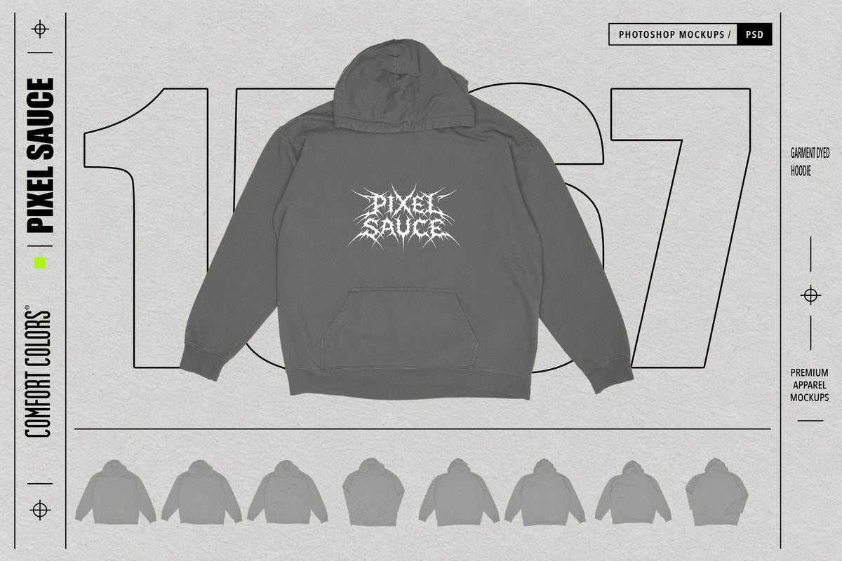 Comfort Colors 1567 Hooded Sweatshirt Mockups
