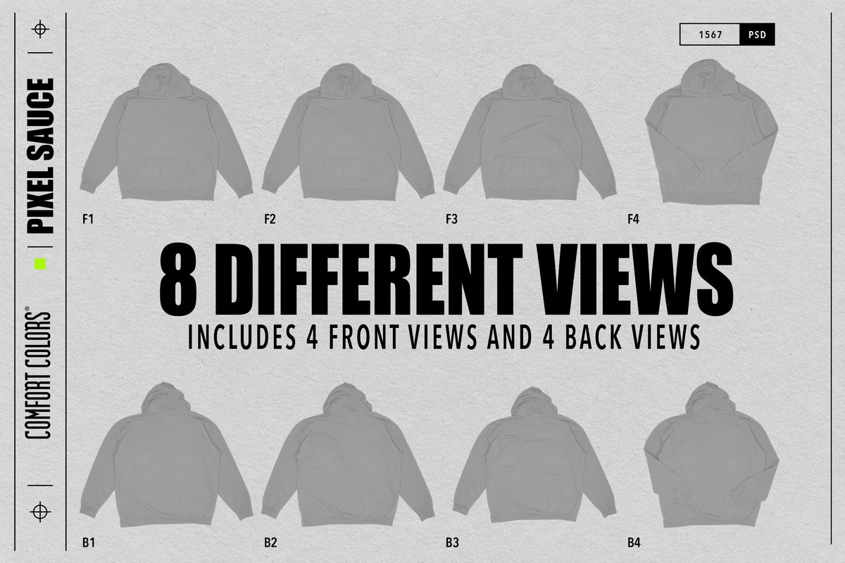 Comfort Colors 1567 Hooded Sweatshirt Mockups