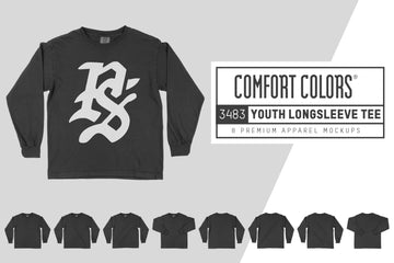 Comfort Colors 3483 Youth Long Sleeve T-Shirt Mockups