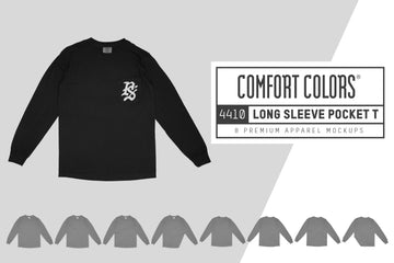 Comfort Colors 4410 Long Sleeve Pocket T-Shirt Mockups