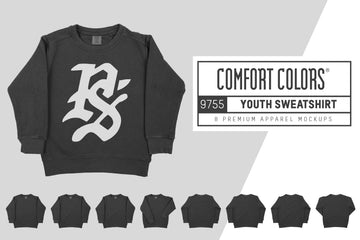Comfort Colors 9755 Youth Sweatshirt Mockups