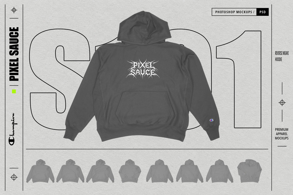 Champion S101 Hooded Sweatshirt Mockups