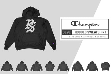 Champion S101 Hooded Sweatshirt Mockups