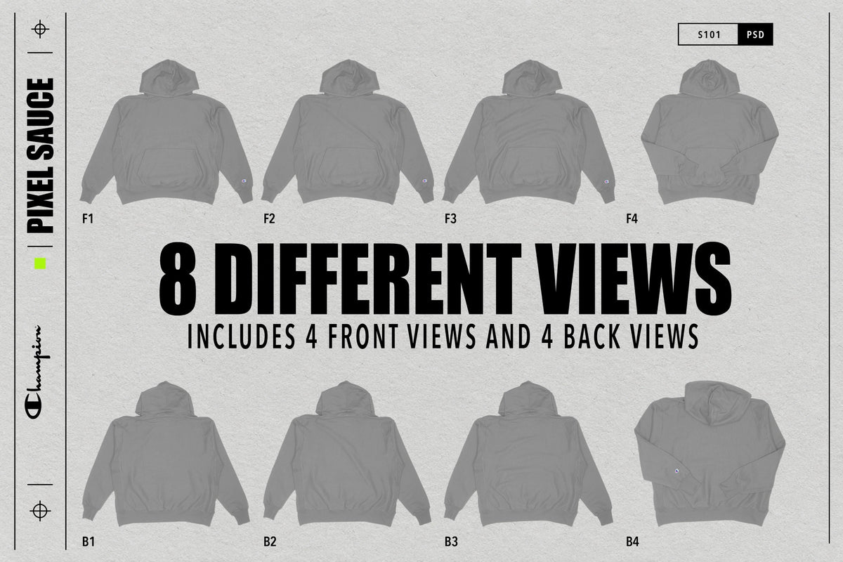 Champion S101 Hooded Sweatshirt Mockups