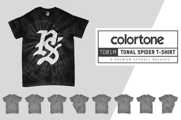 Colortone TD01M Tie Dye Tonal Spider T-Shirt Mockups