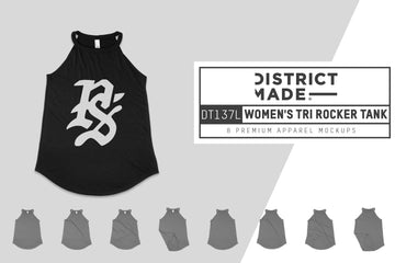 District Made DT137L Ladies Perfect Tri Rocker Tank Mockups