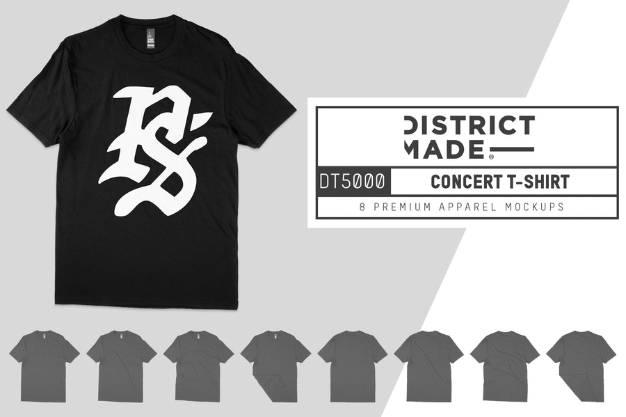 District Made DT5000 Concert T-Shirt Mockups