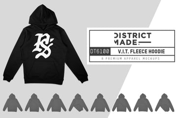 District Made DT6100 VIT Fleece Hoodie Mockups
