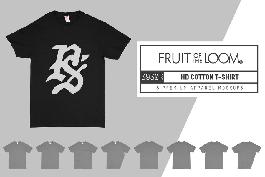 Fruit Of The Loom 3930R HD Cotton T-Shirt Mockups