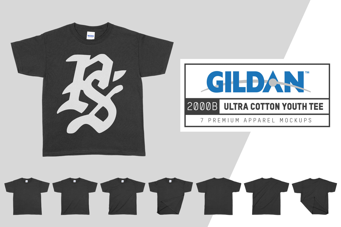 Gildan 2000B Ultra Cotton Youth T-Shirt Mockups