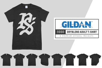Gildan 8000 Dryblend Adult T-shirt Mockups